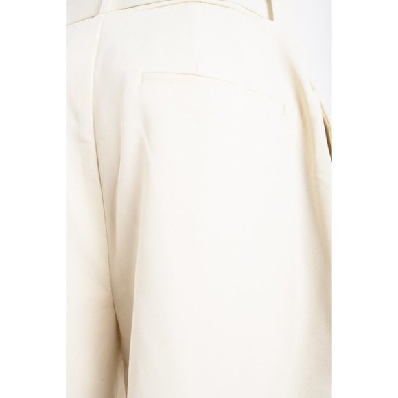 Zara High Waisted Belted Ankle Pants Trousers L Ivory Ecru 1478/430 - Picture 5 of 6